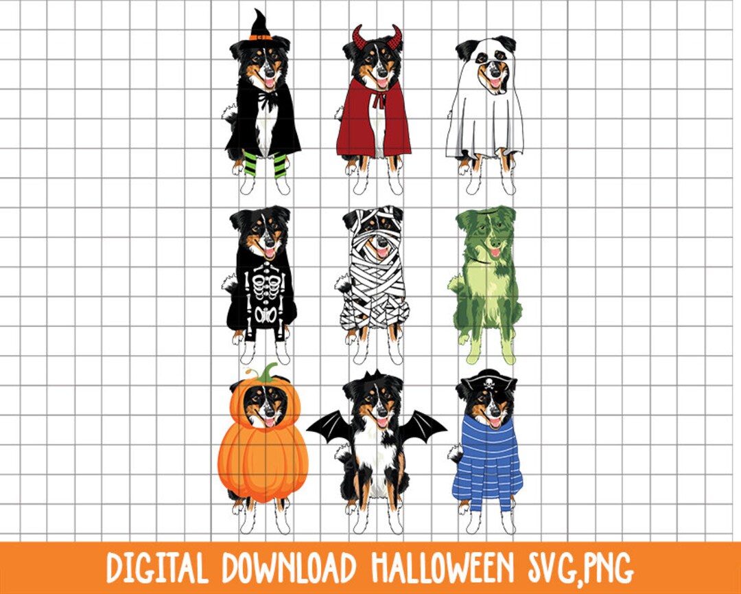 Australian Shepherds Dog Halloween Costume Hand Drawn Design Etsy