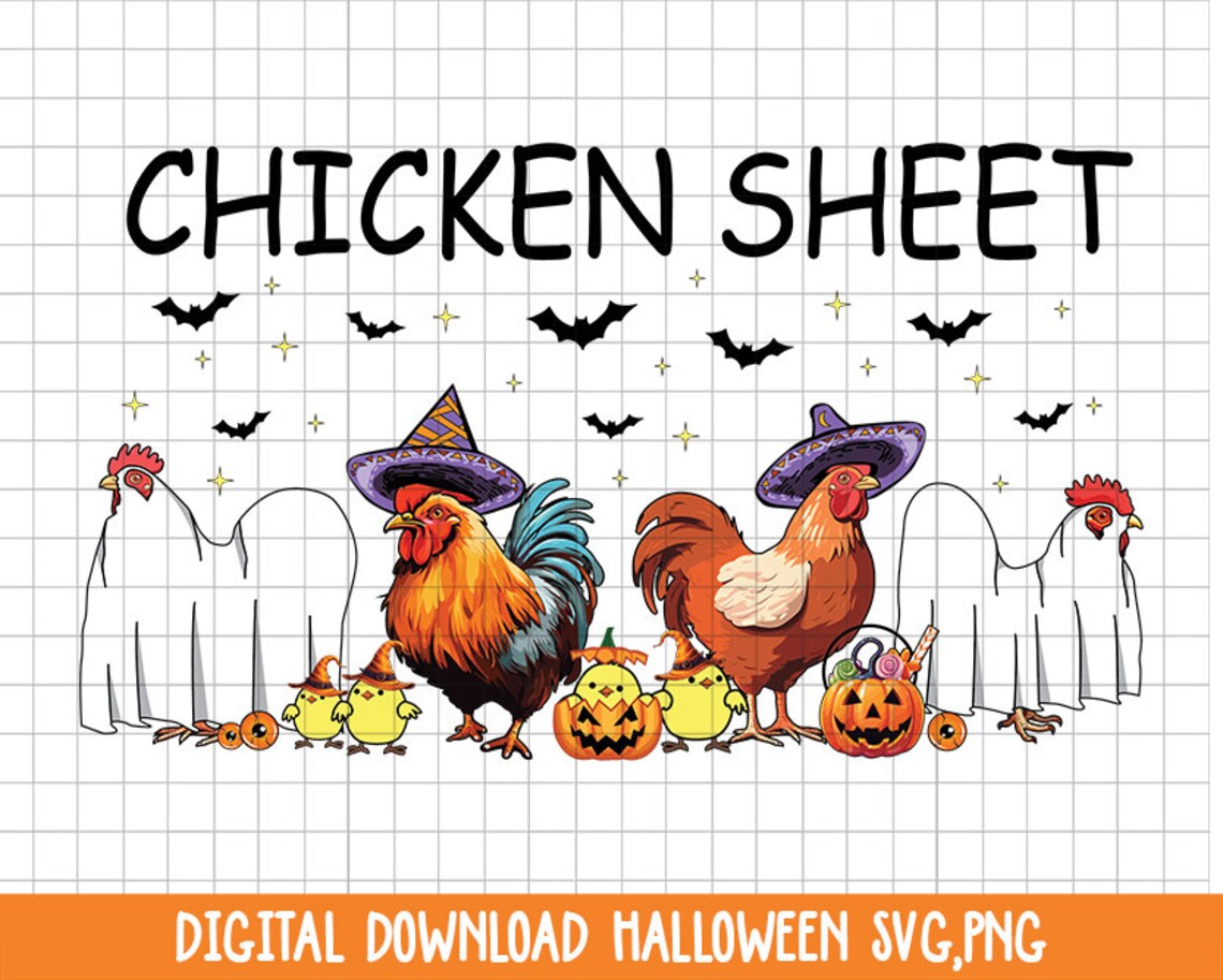 Chicken Sheet Pngsvg Ghost Chickens Png Halloween Chickens - Etsy