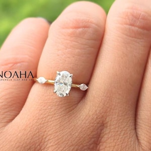 1.14 Ct Oval and Pear Cut Lab Grown Diamond Ring, Three Stone Engagement Ring, IGI Certified Solitaire Wedding Diamond Ring,Anniversary Gift