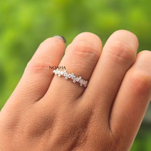 0.48 CT Round Lab Grown Diamond Wedding Band, Lab Diamond Half Eternity Band, Round Lab Diamond Zig Zag Band,Cluster Stackable Matching Band