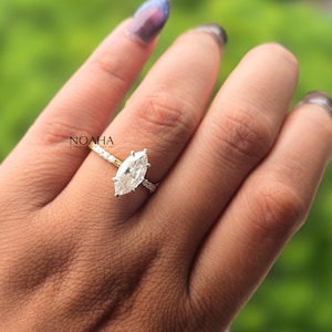 1.50 CT Vintage Engagement Ring for Women, IGI Certified Marquise Cut Lab Grown Diamond, Wedding Ring for Her, Top Graded Diamond Ring