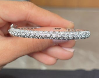 Diamond Pave Bangle Bracelet 1.60 CT, Lab Grown Diamond Bracelet, Solid Gold Bangle, Minimalist Diamond Bracelet, Luxury Diamond Bracelet,
