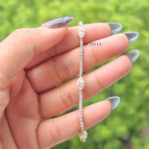 5.21 CT Round & Marquise Lab Grown Diamond Tennis Bracelet, Round Loose Bracelet, EF/VVS Lab Grown Diamonds, Bracelet For Wife,Birthday Gift