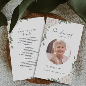 Memorial prayer card funeral keepsake prayer card template Celebration of Life program Simple Order of Service funeral prayer obituary Poem