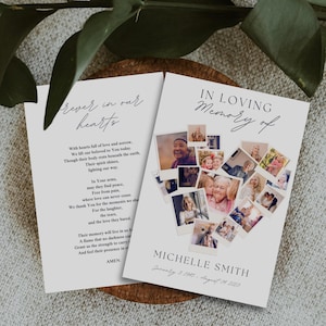 Funeral Collage, Obituary template for woman & men, Memorial prayer card template, funeral keepsake,  Funeral favors for guess, Funeral card