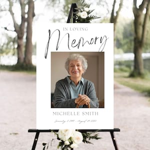 Editable Funeral Welcome Sign Celebration of Life Memorial Sign In Loving Memory Printable Obituary Template Large Funeral Poster