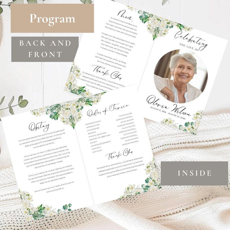 Printable Funeral Invitation Template Digital Celebration of Life