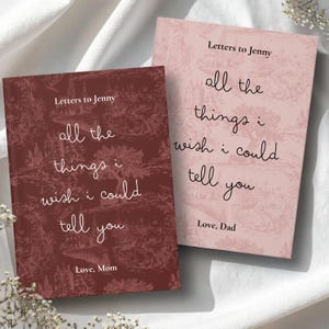 Diário de luto personalizado, livro de presente francês Toile De Jouy, diário memorial, perda da mãe, diário do marido, livro personalizado minimalista, diário de noivado