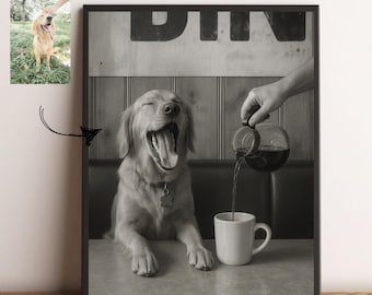 Custom Pet Portrait Photo Funny Kitchen Wall Art Coffee for Dogs Print Dining Room Decor Dog Wall Art Personalized gift Pet Portrait Gift