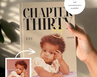 Diario di compleanno personalizzato per il trentesimo compleanno, copertina con foto personalizzata, regalo per il trentesimo compleanno, quaderno per il compleanno personalizzato, libro delle tappe fondamentali