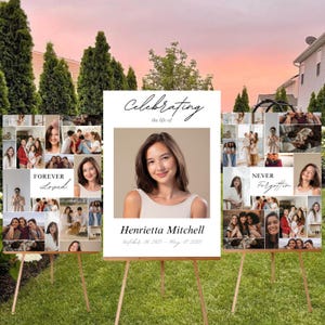 Funeral Welcome Sign Photo Collage Celebration of Life poster Memorial Sign In Loving Memory Printable Obituary Template Funeral Poster