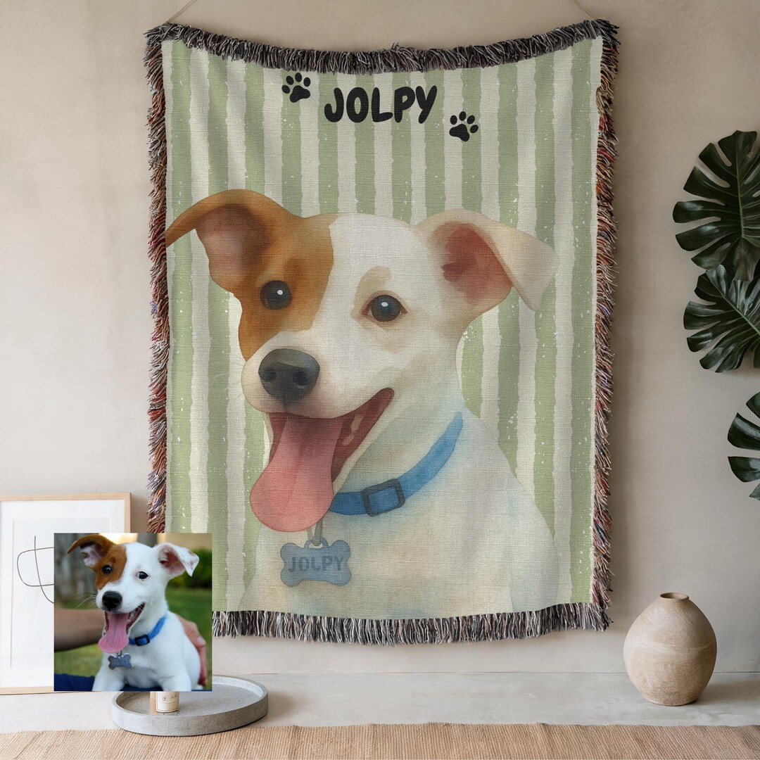 Custom Dog Photo Blanket Pet Memorial Blanket Personalized Dog Gift Dog ...