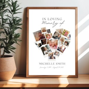 Modèle d'affiche commémorative de célébration de la vie personnalisée avec collage de photos