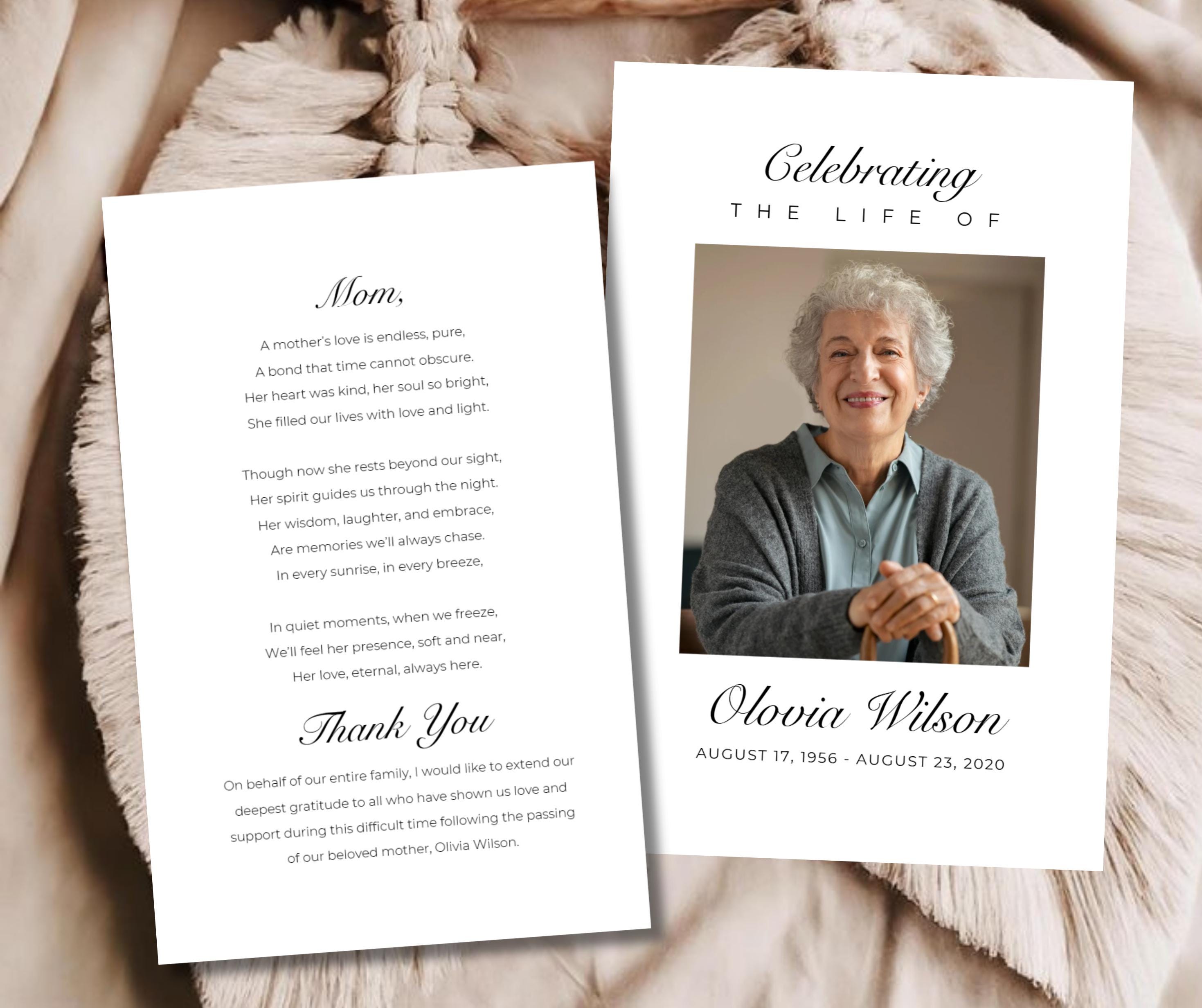 Editable Funeral Service Program Template Funeral Memorial Obituary ...