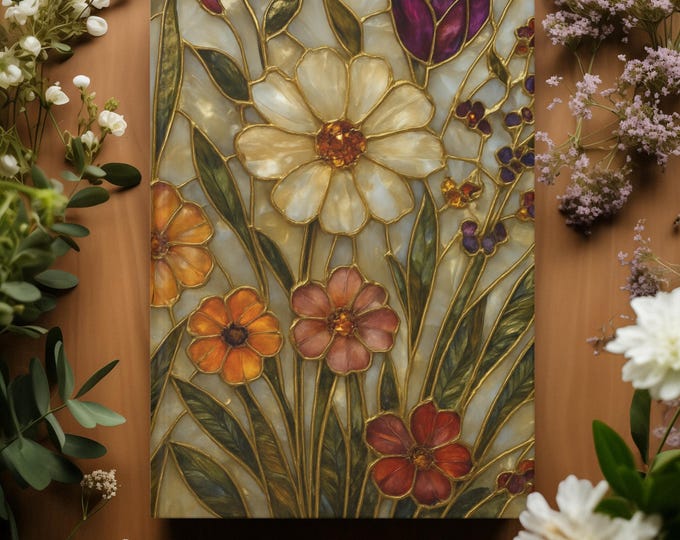 Stained Glass Wildflower Journal gift Notebook Floral Gratitude Journal notebook flower birthday notebook sister memory book