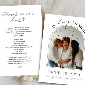 Obituary template Memorial prayer card funeral keepsake Poem prayer card template Celebration of Life program Simple Order of Service prayer