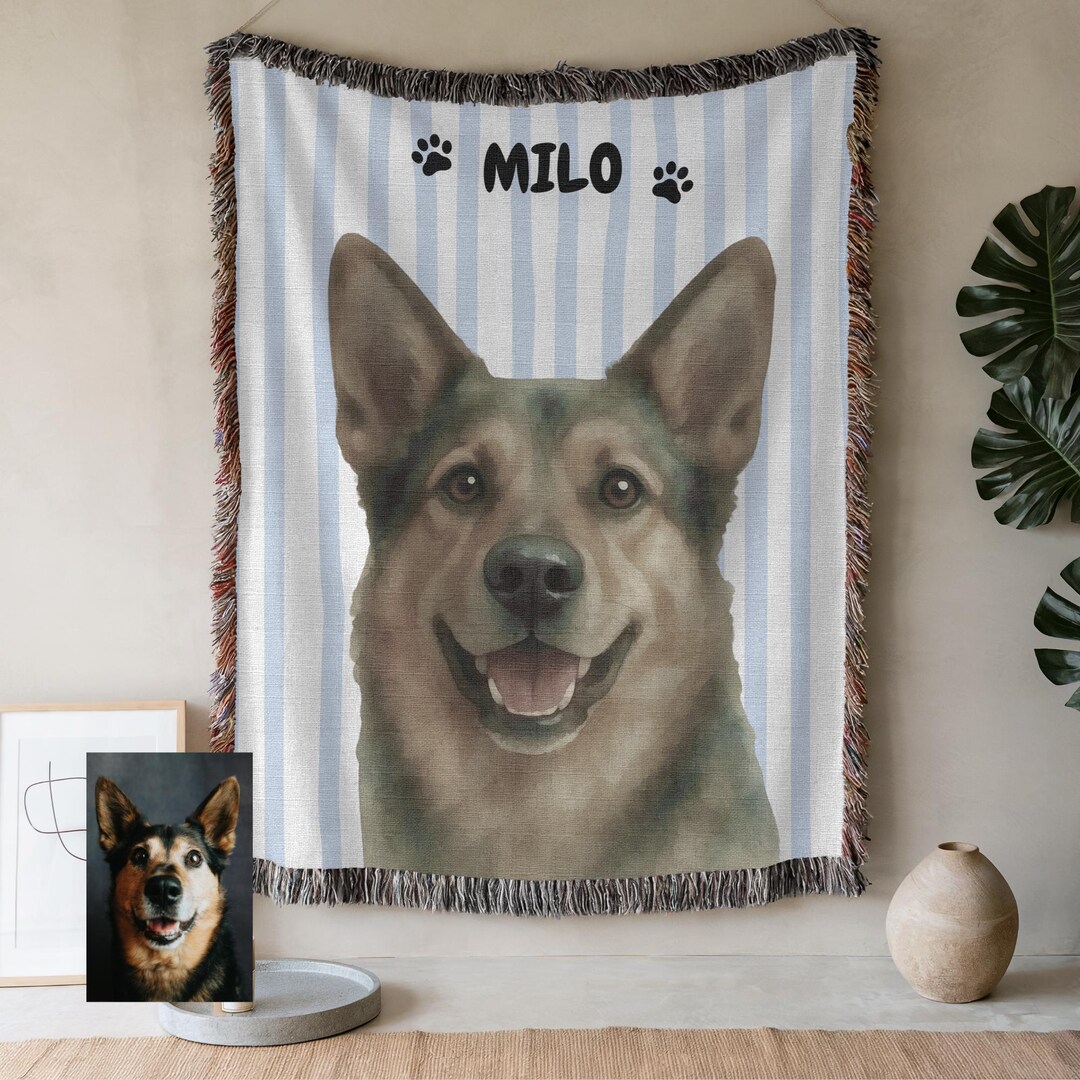 Custom Dog Photo Blanket Pet Memorial Blanket Personalized Dog Gift Dog ...