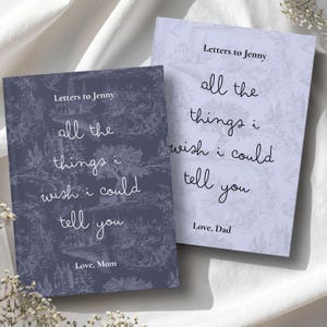 Diário de luto personalizado, livro de presente francês Toile De Jouy, diário memorial, perda da mãe, diário do marido, livro personalizado minimalista, diário de noivado
