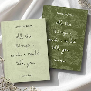 Diário de luto personalizado, livro de presente francês Toile De Jouy, diário memorial, perda da mãe, diário do marido, livro personalizado minimalista, diário de noivado