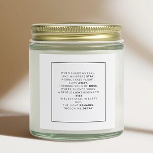 Memorial Candle Sympathy Gift Passing Candle Grieving Gift Scented Candle Remembrance Candle Condolences Gift  Memorial Keepsake