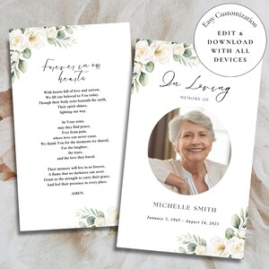 funeral prayer card funeral keepsake prayer card template Celebration of Life program Simple Order of Service funeral prayer obituary Poem