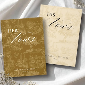 Livros de votos personalizados Diário francês Toile De Jouy Livro de votos dele e dela Novo capítulo presente Livro personalizado mínimo Diário do marido Votos de casamento personalizados