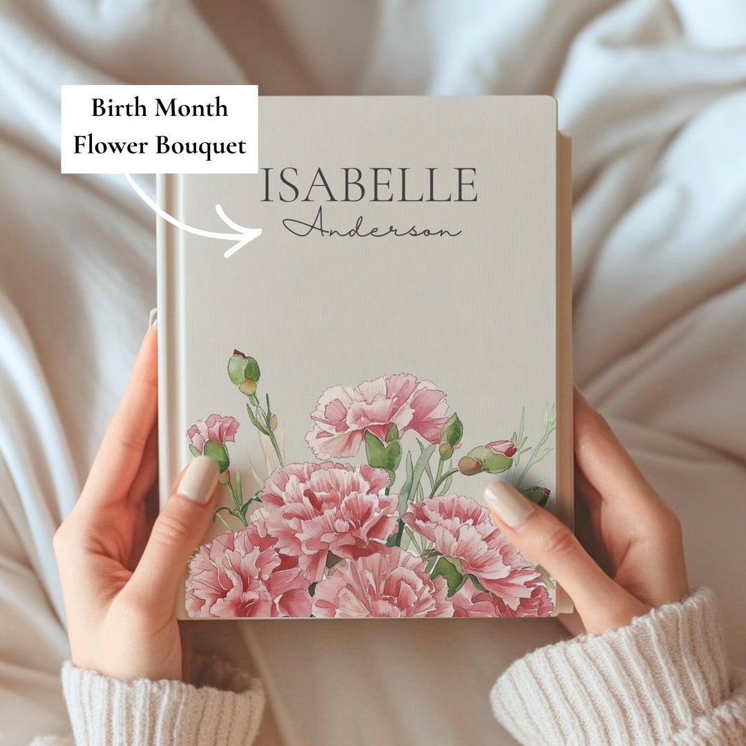 Personalized Birth Flower Journal Gift for Her Custom Birthflower ...