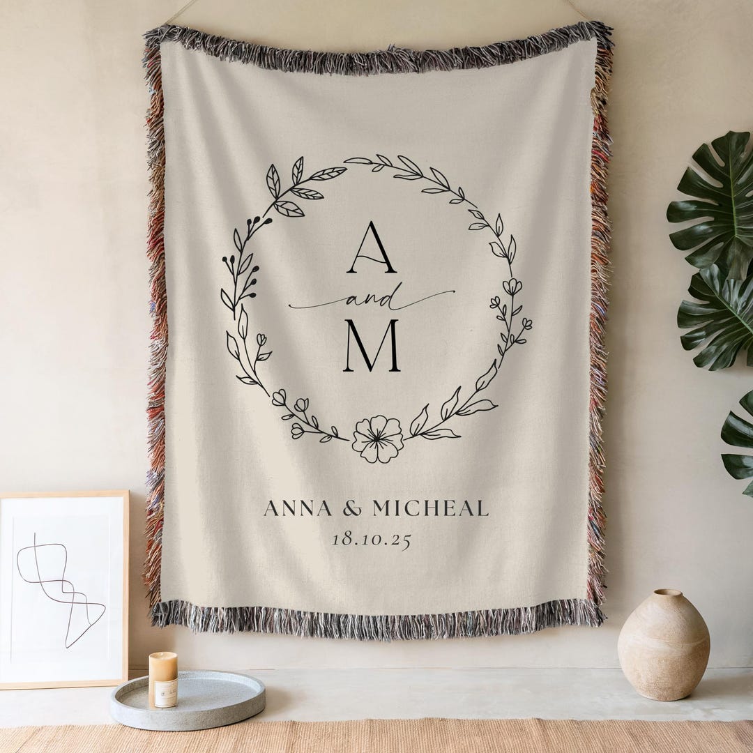 Personalized Woven Throw Blanket: Custom Cotton Anniversary Gift - Etsy