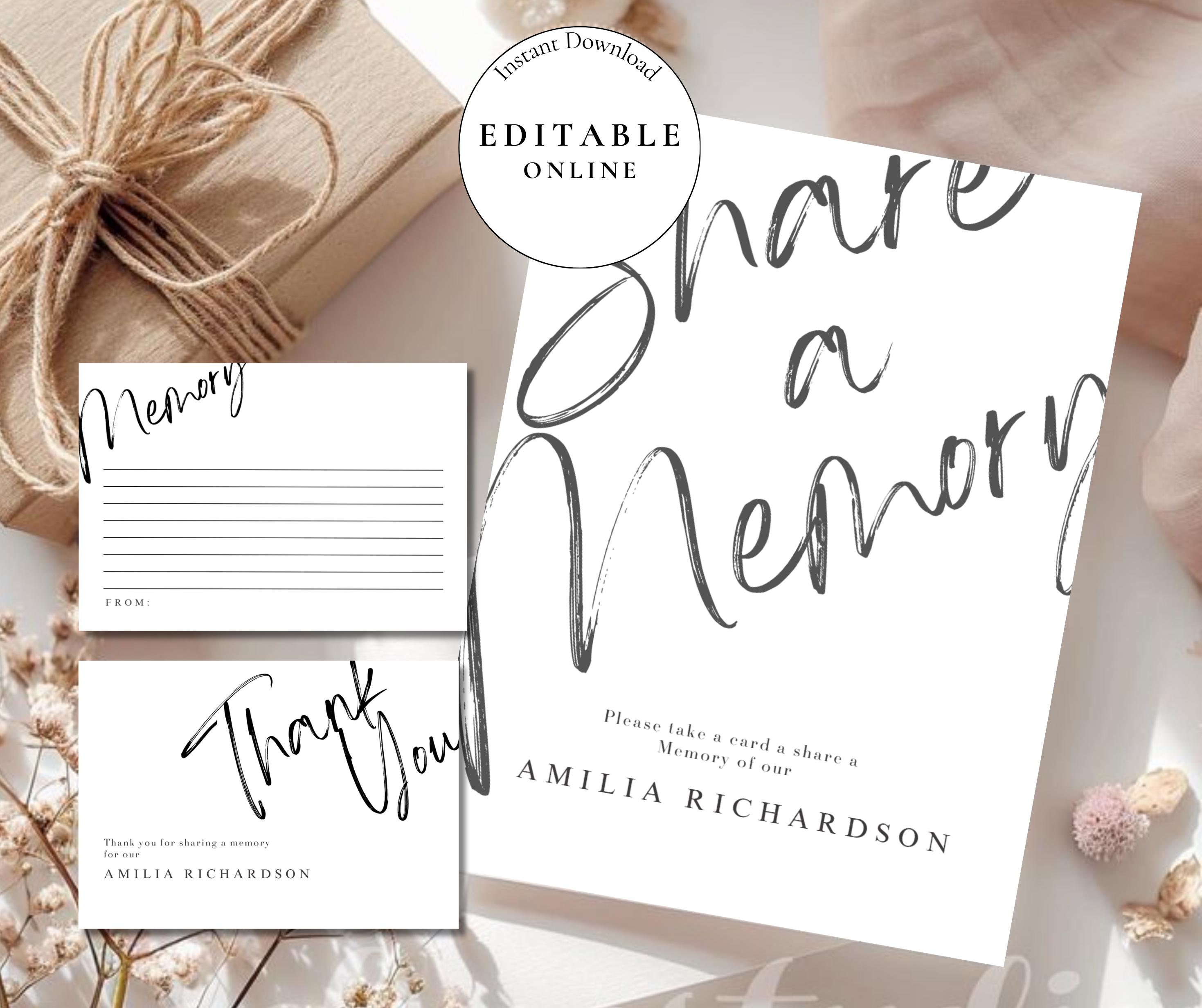 Share a Memory Sign and Card Template Favorite Memory Funeral Keepsake ...