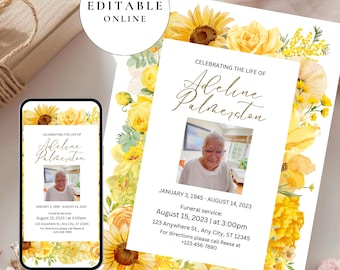 Funeral Invitation Memorial service Invite template funeral evite announcement memorial invitation Celebration of Life Invite rest in peace