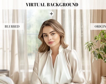 White Curtain Home Office Zoom Background (Digital Download)