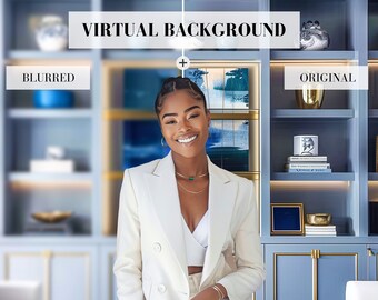 Blue Modern Zoom Background Office Background Zoom Home Office Background Digital Background Zoom Wall Shelving Virtual Background Office