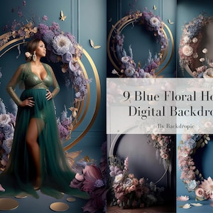 Floral Ring Backdrop Overlays Wedding Backdrop Hanging Floral Hoop Digital Backdrop Overlay Floral Backdrop Floral Backdrops wedding digital