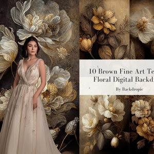 10 Brown Floral Digital Backdrop Overlays Maternity Digital Overlay Maternity Digital Background Fine Art Textures Photoshop Overlay Flowers