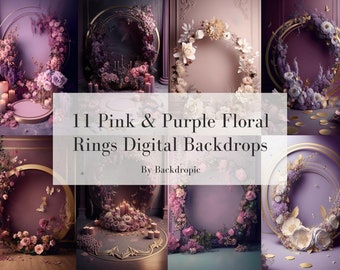 Floral Ring Backdrop Overlays Wedding Backdrop Hanging Floral Hoop Digital Backdrop Overlay Floral Backdrop Floral Backdrops wedding digital