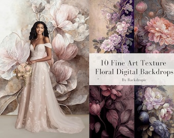 10 x Skinny Canvas Digital Floral Backdrops Maternity Backdrop Overlays Digital Background Overlays Fine Art Textures Photoshop Overlays