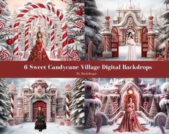 6 Candycane Digital Backdrop Christmas Digital Background Christmas Backdrop Digital Download Photography Overlays for Newborn Baby Kids