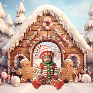 Gingerbread Child Computer Background Gingerbread Christmas Digital Download Christmas Backdrop Photoshop ...