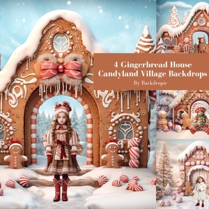 Gingerbread Christmas Digital Download Christmas Backdrop Photoshop Overlays Christmas Digital Background for Kids Newborn Digital Backdrop