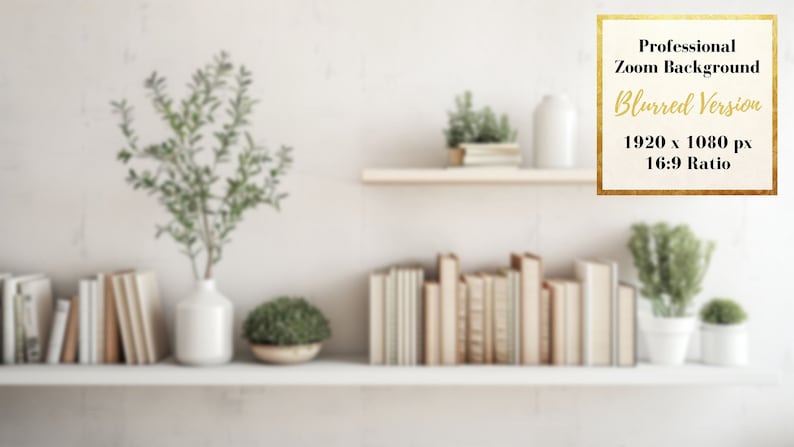 Minimalist White Shelving Zoom Background: Home Office Backdrop (Digital Download) image 5