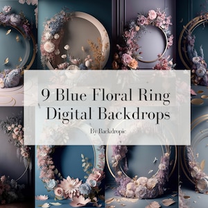 9 Floral Ring Backdrop Overlays Maternity Digital Backdrop Floral Hoop Backdrop Overlay Floral Ring Overlay Floral Backdrops Maternity