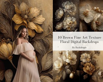 Brown Floral Fine Art Texture Floral Digital Backdrop Maternity Backdrop Overlays Photography Digital Background Overlays Photoshop Textures