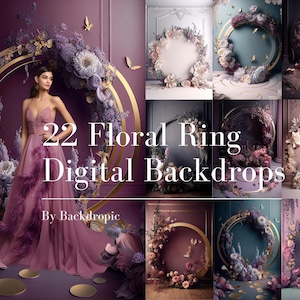 Floral Ring Backdrop Overlays Maternity Digital Backdrop Maternity Digital Background Floral Hoop Backdrop Overlay Floral Ring Overlay