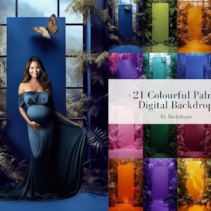 Color Palms Set Digital Backdrop Overlays Maternity Digital Overlay Maternity Digital Background Fine Art Textures Photoshop Overlay Flowers