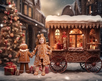 Weihnachts-Fotohintergrund 'Baby-Geschlechts-Enthüllung' – 2,1x1,5 M, Cookie-Lebkuchen-Design