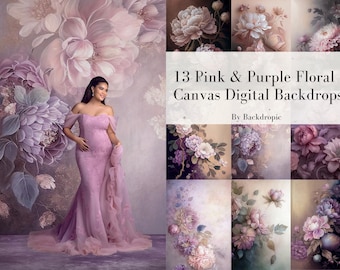 13 Pink Floral Digital Backdrop Overlays Maternity Digital Overlay Maternity Digital Background Fine Art Textures Photoshop Overlay Flowers