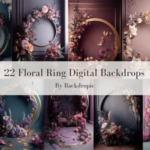 Floral Ring Backdrop Overlays Wedding Backdrop Hanging Floral Hoop Digital Backdrop Overlay Floral Backdrop Floral Backdrops wedding digital