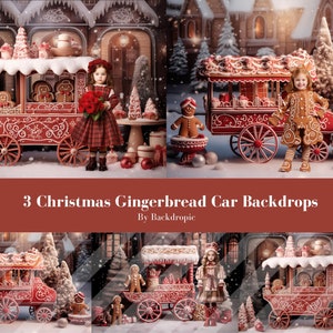 Gingerbread Christmas Digital Download Christmas Backdrop Photoshop Overlays Christmas Digital Background for Kids Newborn Digital Backdrop
