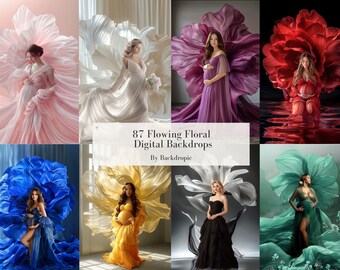 Floral Maternity Digital Backdrops: Fine Art Photography Overlays (87 JPG)