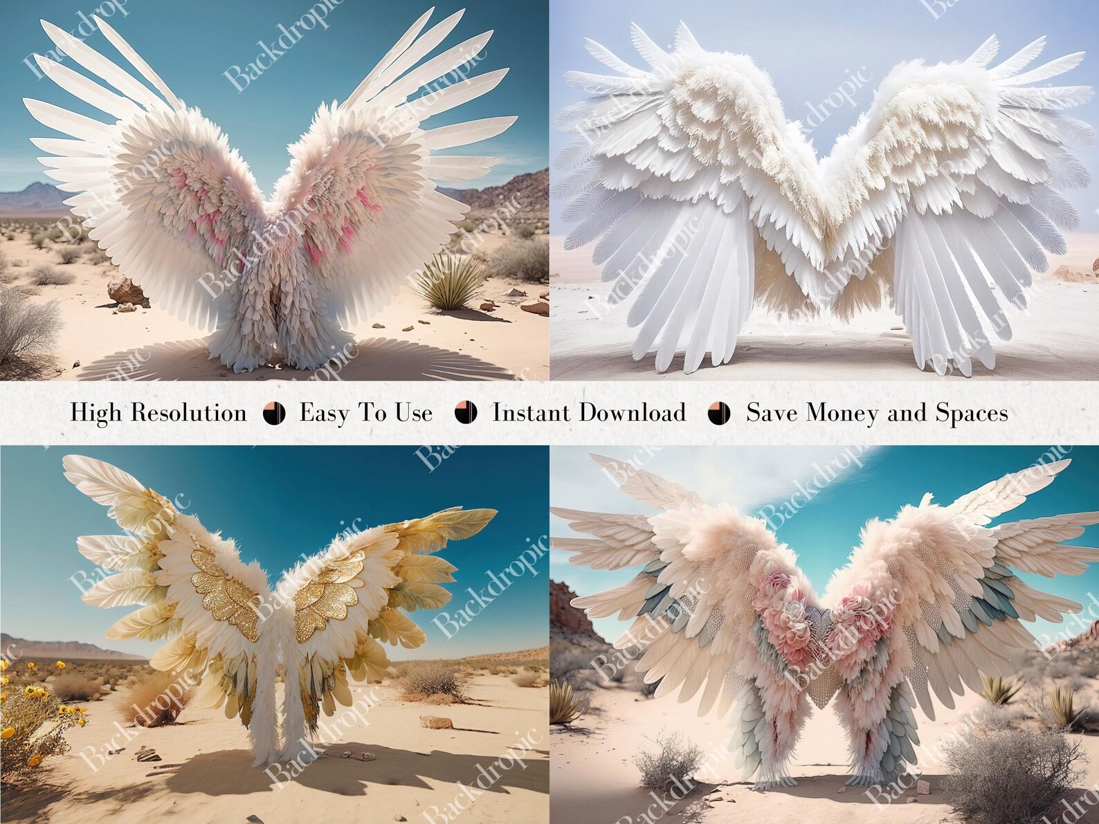 15 Digital Backdrops Digital Angel Wings Background Maternity Digital ...